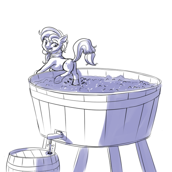 Size: 1000x1000 | Tagged: artist:mykegreywolf, barrel, derpibooru import, grape stomping, pinot noir, safe, shiraz, silver berry, wine making