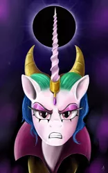 Size: 900x1440 | Tagged: artist:nightshroud, derpibooru import, evil celestia, evil princesses, princess celestia, reflections, reflections drama, safe, solo