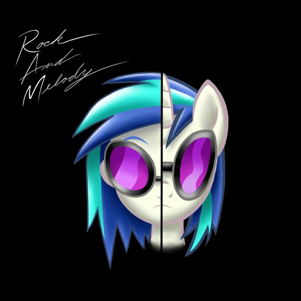 Size: 1000x1000 | Tagged: safe, artist:fujikoeurekachamploo, derpibooru import, vinyl scratch, ponified, pony, unicorn, equestria girls, album cover, background pony, daft punk, duality, equestria girls ponified, female, human ponidox, mare, parody, ponified album cover, random access memories, solo, square crossover