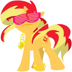 Size: 600x602 | Tagged: safe, artist:nano23823, derpibooru import, sunset shimmer, pony, unicorn, bling, shutter shades, simple background, solo, sunglasses, transparent background