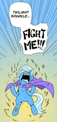 Size: 3017x6431 | Tagged: safe, artist:redapropos, derpibooru import, trixie, pony, unicorn, absurd resolution, angry, dragon ball z, female, majin, mare, open mouth, possessed, solo, yelling