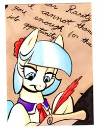 Size: 283x368 | Tagged: artist:retrostarling, coco pommel, derpibooru import, letter, safe, solo, traditional art