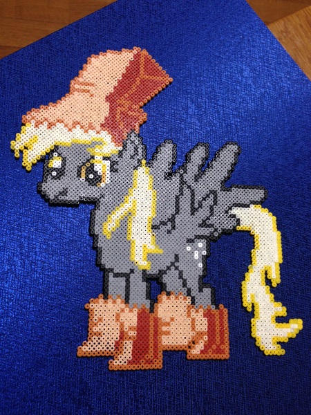 Size: 2448x3264 | Tagged: safe, artist:ginsei, derpibooru import, derpy hooves, pegasus, pony, female, mare, paper bag wizard, paper bags, perler beads, pixiv, solo