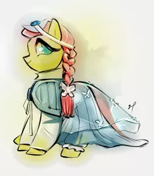 Size: 700x800 | Tagged: artist:mymguru, clothes, derpibooru import, fluttershy, hanbok, safe, solo