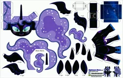 Size: 4130x2630 | Tagged: artist:eljoeydesigns, belly button, blushing, derpibooru import, embarrassed, nightmare moon, papercraft, safe, unarmored