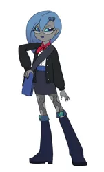 Size: 664x1100 | Tagged: safe, artist:carnifex, derpibooru import, changeling queen oc, oc, oc:myxine, unofficial characters only, changeling, changeling queen, equestria girls, blue changeling, changeling oc, female, humanized