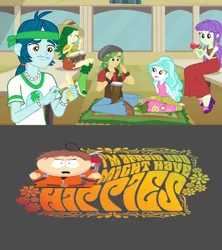 Size: 1920x2160 | Tagged: safe, derpibooru import, screencap, captain planet, paisley, sandalwood, starlight, sweet leaf, equestria girls, background human, eco kids, eric cartman, hippie, image macro, meme, south park