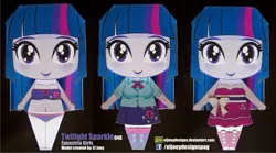 Size: 1795x999 | Tagged: safe, artist:eljoeydesigns, derpibooru import, twilight sparkle, equestria girls, alternate costumes, belly button, bikini, clothes, dress, papercraft, swimsuit