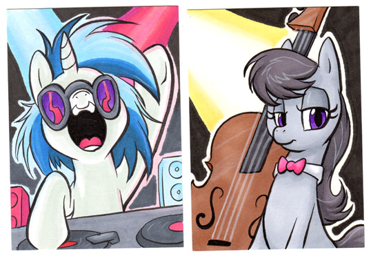 Size: 538x368 | Tagged: safe, artist:retrostarling, derpibooru import, octavia melody, vinyl scratch, traditional art