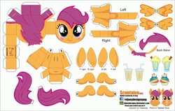 Size: 3304x2104 | Tagged: safe, artist:eljoeydesigns, derpibooru import, scootaloo, :3, belly button, blushing, cute, milkshake, papercraft