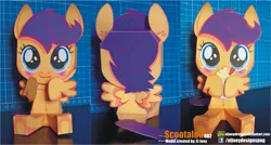 Size: 1871x1000 | Tagged: :3, artist:eljoeydesigns, belly button, blushing, cute, cutie mark crusaders, derpibooru import, milkshake, papercraft, safe, scootaloo