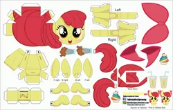 Size: 3304x2104 | Tagged: safe, artist:eljoeydesigns, derpibooru import, apple bloom, belly button, blushing, cute, milkshake, papercraft