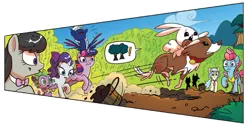 Size: 1323x670 | Tagged: safe, artist:yeendip, derpibooru import, idw, angel bunny, cassie, coco pommel, cup cake, octavia melody, rarity, spike, twilight sparkle, twilight sparkle (alicorn), winona, alicorn, kelpie, pony, spoiler:comic, spoiler:comic23, cropped, female, mare, panel