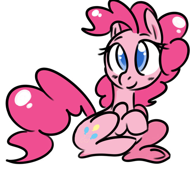 Size: 1024x959 | Tagged: safe, artist:tokipeach, derpibooru import, pinkie pie, earth pony, pony, colored pupils, cute, diapinkes, female, mare, simple background, sitting, solo, white background