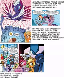 Size: 839x1006 | Tagged: safe, derpibooru import, idw, applejack, cassie, fluttershy, pinkie pie, princess celestia, princess luna, rainbow dash, rarity, twilight sparkle, twilight sparkle (alicorn), alicorn, kelpie, pony, spoiler:comic, spoiler:comic23, drama, drama bait, female, kelpie drama, mane six, mare, reflections drama