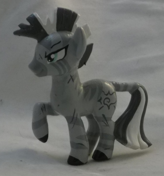 Size: 1725x1845 | Tagged: artist:gryphyn-bloodheart, blind bag, custom, derpibooru import, fallout equestria, fanfic, female, irl, mare, oc, oc:xenith, photo, raised hoof, safe, solo, toy, unofficial characters only, zebra, zebra oc
