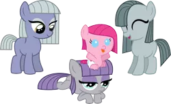 Size: 8501x5210 | Tagged: safe, artist:claritea, derpibooru import, limestone pie, marble pie, maud pie, pinkie pie, pony, 5-year-old, absurd resolution, baby, baby pie, baby pony, diaper, filly, foal, pie sisters, pinkamena diane pie, pony hat, simple background, transparent background, vector