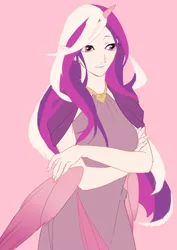 Size: 532x751 | Tagged: artist:onoya, derpibooru import, elf ears, horned humanization, human, humanized, princess cadance, safe, solo, winged humanization