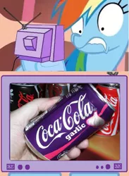 Size: 659x900 | Tagged: coca-cola, coke, derpibooru import, do not want, exploitable meme, garlic, meme, nope, obligatory pony, rainbow dash, safe, soda, tv meme, wat, why, why not