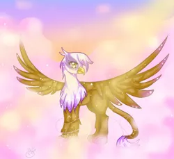 Size: 524x480 | Tagged: safe, artist:poneart, derpibooru import, gilda, gryphon, solo, spread wings