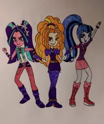 Size: 1516x1798 | Tagged: safe, artist:lucaspratt, derpibooru import, adagio dazzle, aria blaze, sonata dusk, equestria girls, rainbow rocks, female, gem, simple background, siren gem, the dazzlings, traditional art, white background