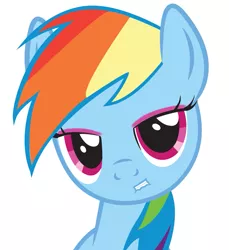 Size: 879x960 | Tagged: safe, artist:slyfoxcl, derpibooru import, edit, rainbow dash, pony, bedroom eyes, eyeshadow, fancy, female, girly, lip bite, looking at you, makeup, simple background, solo, vector, white background