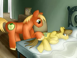 Size: 1280x960 | Tagged: safe, artist:writtenwaiver, derpibooru import, big macintosh, caramel, earth pony, pony, caramac, depression, feels, gay, male, shipping, stallion, story included