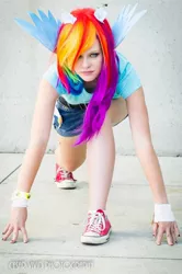 Size: 636x960 | Tagged: artist:dooplissshinigami, cosplay, derpibooru import, human, irl, irl human, photo, rainbow dash, safe