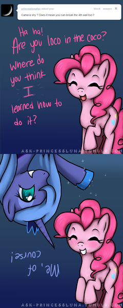 Size: 640x1600 | Tagged: artist:ambunny, ask, ask-princessluna, comic, derpibooru import, pinkie pie, princess luna, s1 luna, safe, tumblr