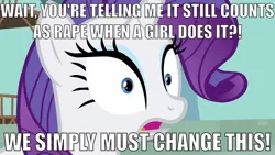 Size: 1280x720 | Tagged: caption, edit, edited screencap, image macro, implied rape, meme, rarity, screencap, solo, suggestive