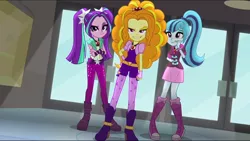 Size: 1680x947 | Tagged: safe, derpibooru import, screencap, adagio dazzle, aria blaze, sonata dusk, equestria girls, rainbow rocks, evil grin, female, gem, obvious villain, siren gem, the dazzlings