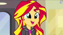 Size: 1136x640 | Tagged: safe, derpibooru import, screencap, sunset shimmer, equestria girls, rainbow rocks, cute, shimmerbetes, shimmersmile, smiling, solo, when she smiles