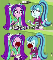 Size: 800x900 | Tagged: safe, derpibooru import, edit, edited screencap, screencap, aria blaze, sonata dusk, equestria girls, rainbow rocks, aaaaaaaaaa, female, gem, happy, meme, siren gem, sweetie derelle