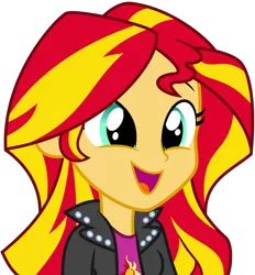 Size: 4635x5000 | Tagged: safe, artist:ambassad0r, derpibooru import, sunset shimmer, equestria girls, rainbow rocks, absurd resolution, cute, happy, open mouth, shimmerbetes, shimmersmile, simple background, smiling, solo, transparent background, vector, when she smiles