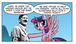 Size: 714x418 | Tagged: adolf hitler, derpibooru import, dialogue, edit, funny, godwin's law, hitler did nothing wrong, human, idw, irl, irl human, meme, nazi, photo, safe, speech bubble, spoiler:comic, spoiler:comic23, swastika, twilight justifies evil meme, twilight sparkle, twilight sparkle (alicorn), we are going to heil