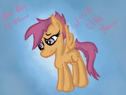 Size: 1024x768 | Tagged: alone, artist:posipony, derpibooru import, sad, safe, scootalone, scootaloo, scootasad, simple background