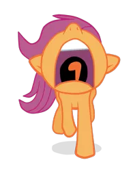 Size: 1137x1479 | Tagged: safe, artist:arcum42, derpibooru import, scootaloo, sleepless in ponyville, nose in the air, open mouth, running, scared, screaming, simple background, solo, tongue out, transparent background, vector, yelling