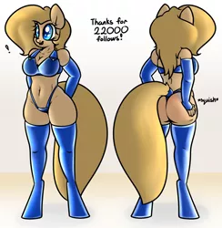 Size: 1280x1310 | Tagged: anthro, artist:slavedemorto, ass, belly button, clothes, derpibooru import, female, latex, oc, oc:backy, panties, solo, solo female, stockings, suggestive, thong, underwear, unguligrade anthro, unofficial characters only