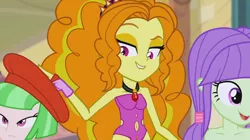 Size: 1280x719 | Tagged: suggestive, derpibooru import, edit, edited screencap, screencap, adagio dazzle, drama letter, starlight, watermelody, equestria girls, rainbow rocks, background human, breasts, clothes, female, gem, patricia water melody, pubic hair, siren gem, underwear, underwear edit