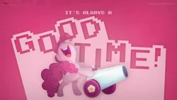 Size: 1920x1080 | Tagged: artist:gratlofatic, artist:utterlyludicrous, derpibooru import, edit, party cannon, pinkie pie, quote, safe, vector, wallpaper, wallpaper edit