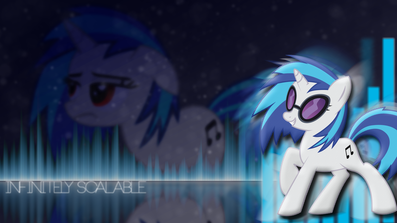 Size: 1920x1080 | Tagged: safe, artist:x3demonomega, derpibooru import, vinyl scratch, pony, unicorn, cutie mark, female, floppy ears, hooves, horn, mare, smiling, solo, sunglasses, teeth, text, vector, wallpaper