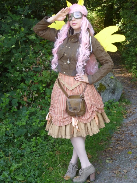 Size: 3240x4320 | Tagged: 2014, artist:i-am-perry, boots, bronycan, convention, cosplay, derpibooru import, fluttershy, goggles, high heel boots, high heels, human, irl, irl human, photo, safe, shoes, solo, steampunk