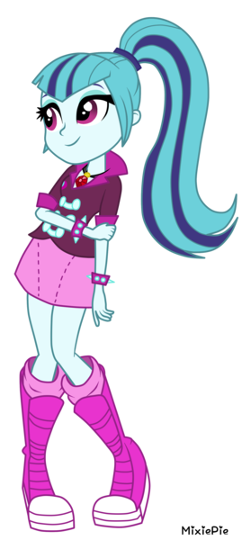 Size: 1625x3625 | Tagged: safe, artist:mixiepie, derpibooru import, sonata dusk, equestria girls, rainbow rocks, clothes, cute, female, gem, jewelry, pendant, ponytail, simple background, siren gem, skirt, solo, sonatabetes, spiked wristband, transparent background, vector, wristband