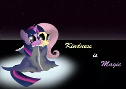 Size: 1024x724 | Tagged: artist:dr-siren, blanket, derpibooru import, female, fluttershy, lesbian, safe, shipping, stars, twilight sparkle, twishy