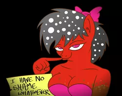 Size: 500x392 | Tagged: anthro, artist:catfood-mcfly, bedroom eyes, breasts, derpibooru import, female, hair bow, oc, oc:cherry soda, original species, pony shaming, safe, shaming, soda pony, solo, unofficial characters only