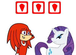 Size: 550x400 | Tagged: angry, artist:cyberlink420, crossover, derpibooru import, grin, knuckles the echidna, nervous, rarity, rarity is not amused, safe, sega, simple background, sonic adventure, sonic adventure 2, sonic the hedgehog (series), stare, transparent background, unamused