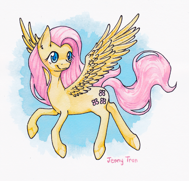 Size: 1024x984 | Tagged: artist:bloominglove, derpibooru import, fluttershy, safe, solo, traditional art, watercolor painting