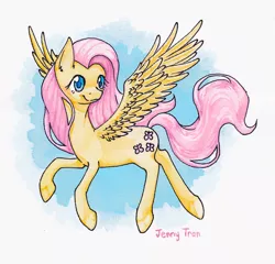 Size: 1024x984 | Tagged: artist:bloominglove, derpibooru import, fluttershy, safe, solo, traditional art, watercolor painting