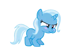 Size: 900x600 | Tagged: safe, artist:s.guri, derpibooru import, trixie, pony, unicorn, for whom the sweetie belle toils, blushing, cute, diatrixes, female, filly, frown, mare, puffy cheeks, scrunchy face, simple background, solo, transparent background, vector, younger