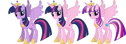 Size: 7850x2749 | Tagged: safe, artist:sugar-loop, derpibooru import, princess cadance, twilight sparkle, twilight sparkle (alicorn), alicorn, pony, female, fusion, hoof shoes, jewelry, mare, older, palette swap, peytral, recolor, regalia, simple background, tiara, transparent background, ultimate twilight